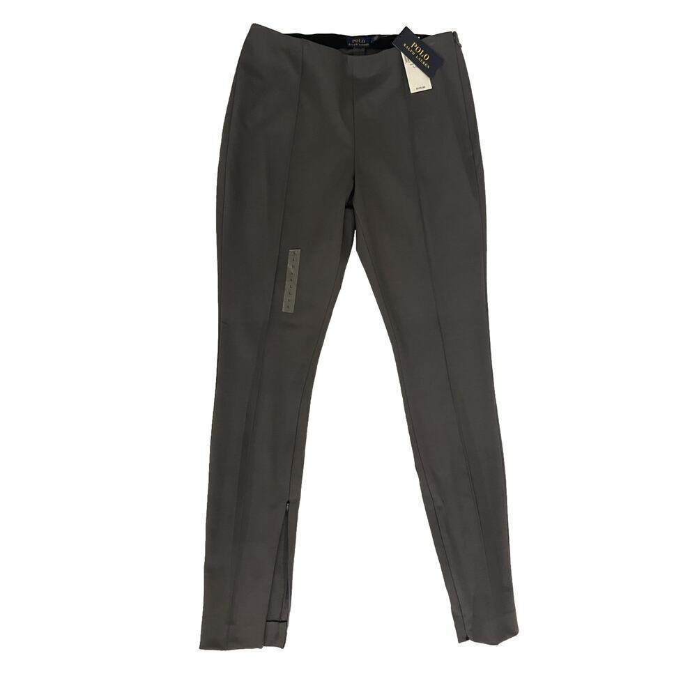 Polo Ralph Lauren Side-Zip Stretch Dress Pants Women's L Gray Skinny Ankle $248